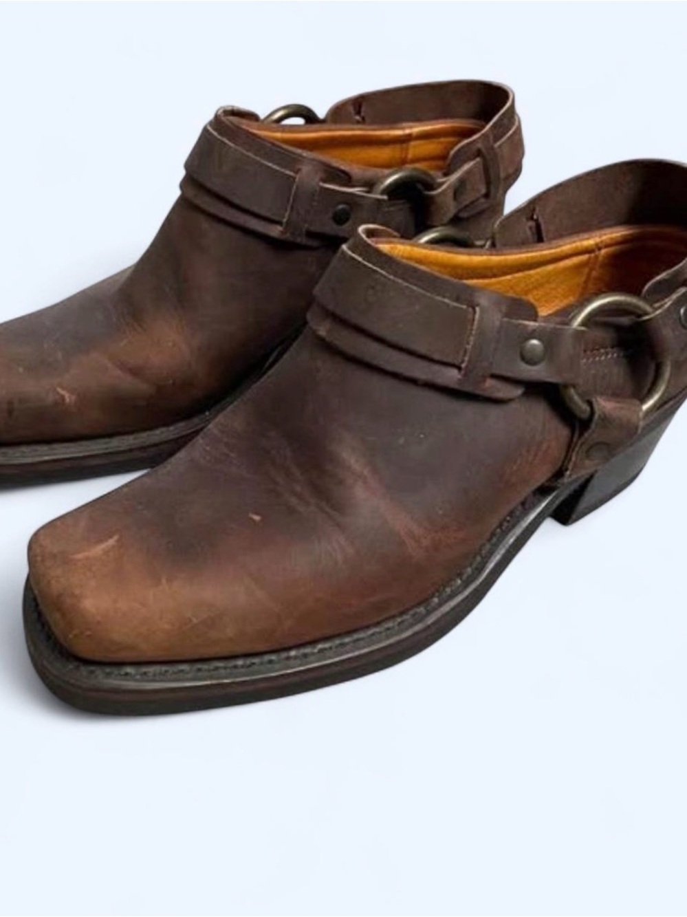 Frye Brown Leather Harness Mule Clogs